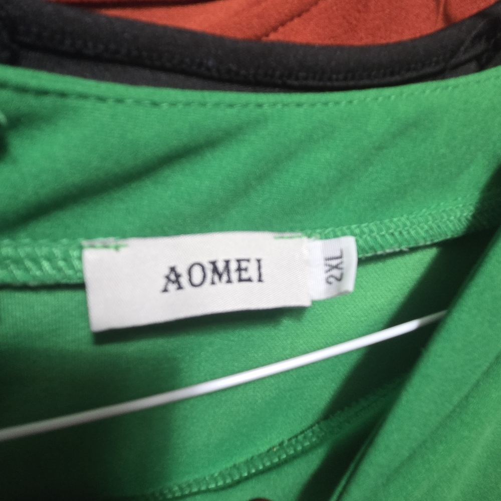AOMEI Green Dress with Ruffle Sleeves - Picture 3 of 3